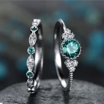 Madinga Panele Green Crystal Žiedai Moterims Priedai Aukščiausios Kokybės Sidabro Žiedas Mergaičių Papuošalai Žavesio Meilužis Valentino Diena Dovana