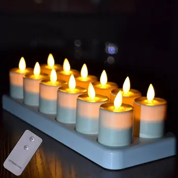 Rinkinys 12 Įkraunamas led žvakė Flameless Arbata, Šviesos, elektros lempos waxless Valentino Namų Vestuvių bažnyčioje Lentelėje 