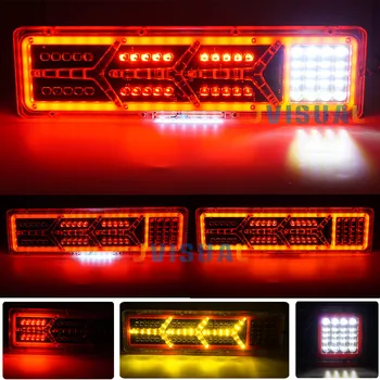 2vnt LED Priekabos Stabdžiai, Šviesos, Neoninė Halo RingTail Braks Stop/rūko žibintai impermeables Galiniai 6D Veikia-vandens Sunkvežimis steyr žibintai
