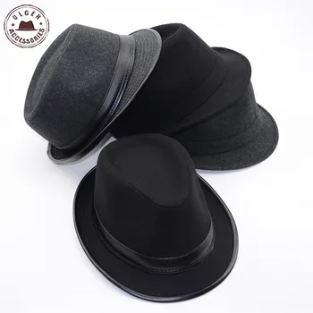 Kietas Vyrų Fedora Skrybėlę Vasaros Džiazo Fedoras Skrybėlę Vyrams klasikiniai šokiai, žiemos vilnos kepurės džentelmenas juoda fedora