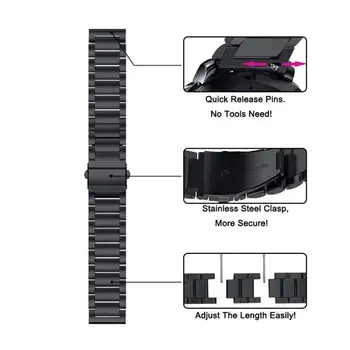 BEHUA Nerūdijančio Plieno 20mm Watchband Pakeitimo 