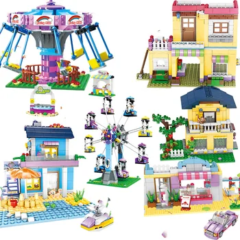 Miestas Draugais Girl Star Noras Kūrimo Bloką pramogų parkas, scena Karuselė ferris ratų montavimas PASIDARYK Žaislus vaikams dovanų