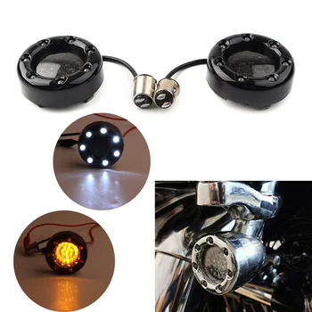 Blizgus Juodas Motociklas Ugnies Žiedas 1157 LED Kulka Posūkio Signalai, Įdėkite Rinkinys, Skirtas 