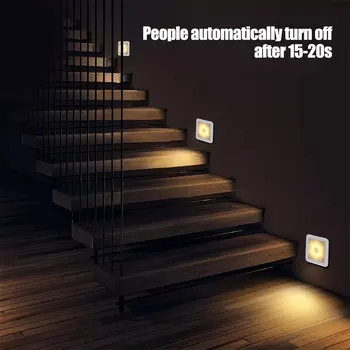 6pcs/set Judesio Jutiklis Naktį LED Šviesos Auto On/Off WC Naktiniai Sienų apšvietimo Spinta Žibintai Laiptai, Vonios kambarys, Virtuvė, Avarinės Šviesos