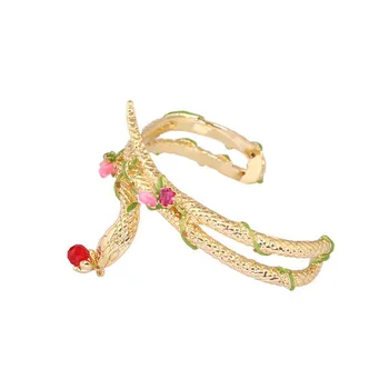 Asmenybės perdėti auksinė gyvatė rožių gėlių kaulų likvidavimo apyrankę tuščiaviduriai emalio spalva cirkonis atidaryti apyrankė