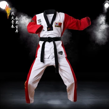 Aukščiausios Kokybės Spalvos Taekwondo Vienodi suaugusiųjų, Vaikų, Paauglių Poomsae dobok raudona mėlyna juoda tae kwon do drabužius WTF patvirtinta