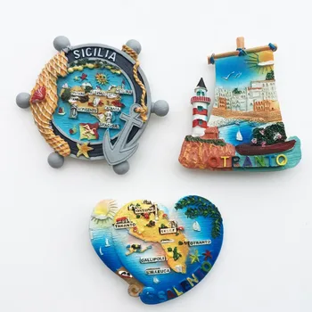 Italija, šaldytuvo magnetų italijos Sicilijos Otranto turistų suvenyrų dekoratyvinių menų magnetinio šaldytuvas lipdukai kelionės dekoro dovanos
