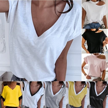 Balta Vasaros marškinėliai moteriški Laisvalaikio moteriški 