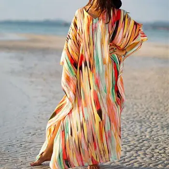 Negabaritinių Šifono Bikini Padengti Iki Paplūdimio Cover-up Moterų Pareo Paplūdimio Tunika Maudymosi Kostiumą, Vasarą Long Beach Suknelė Chalatas De Plage