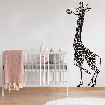 Animacinių filmų Žirafa Safari Sienos Lipdukas Miegamasis Baby vaikų Darželio Didelis Žirafa Gyvūnų Augintinių Džiunglių Miško Siena Lipdukas žaidimų kambarys Vinilo Meno