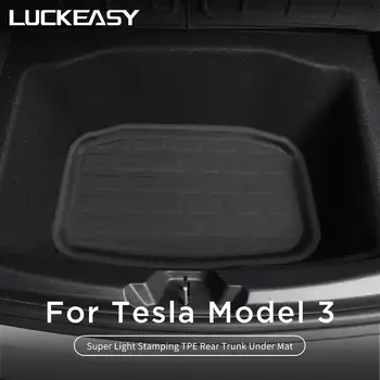 LUCKEASY Automobilių galinis Kamieno pagal padėklas padas Tesla Model 3 2017-2020 TPE Naujo dizaino stiliaus, atsparus Vandeniui neslidus All-Weather Kilimėlis