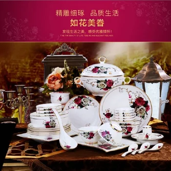 Jingdezhen aukštos kokybės kaulų kinijos stalo 62 GABALUS vestuvių housewarming dovana buitinės keramikos dubenėlį patiekalas
