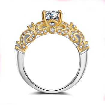 18k aukso geltonos aukso balto aukso spalvos atskyrimo palace hollow-out keturių letena apdaila deimantiniai žiedai moterims