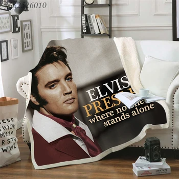 Mesti antklodę Elvis Presley 3D Aksomo Pliušinis Antklodė Lovatiesė Vaikams Mergaitėms Sherpa Sofos Antklodė Antklodė Padengti Kelionės 03