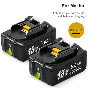 2 Pack 18V 5.0 Ah Akumuliatorius Makita LXT BL1850B BL1860B BL1845 BL1815 BL1820 BL1860B Įrankio Baterija su LED Indikatorius