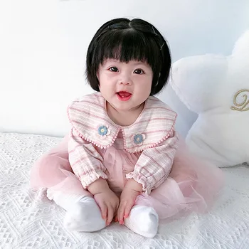 Baby Girl Dress 0-2T ilgomis Rankovėmis Dryžuotas Romper vientisas Mados Medvilnės Naujagimiui Mergina Bamblys Kostiumas