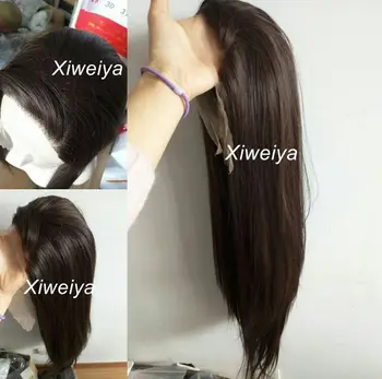 Xiweiya Karščiui Atsparus Pluoštas Plaukų Pusėje Dalis Ilgas, Šilkinis Tiesiai Ruda Sintetinių Nėriniai Priekiniai Perukas Moterų Pusė Ranka Sąlygotosios Cosplay