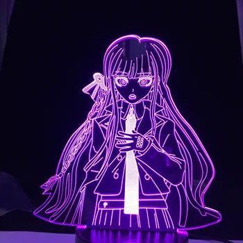Danganronpa Kirigiri Kyouko 3D Anime Lempos Iliuzija Led Spalvų Keitimas pagrindiniai kištukiniai naktinių lempų lizdai Lampara Naujųjų Metų Gimtadienio Dovana
