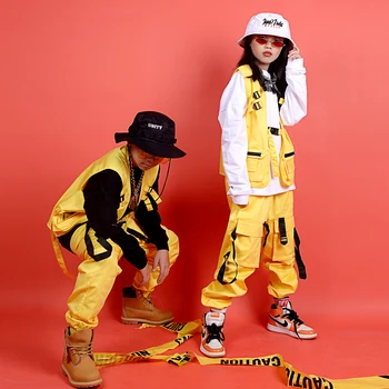 Vaikų Džiazo Šokio Kostiumai Berniukams Gatvės Šokių Nustatyti Hip-Hop Drabužiai Mergaitėms Hiphop Kišenėje Nustatyti Pramoginiai Etapo Komplektus 120-170