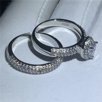 Vandens Lašas žiedas nustatyti 925 Sterlingas sidabro AAAAA Kubinis Cirkonis Žada Dalyvavimas Vestuvių Juostoje Žiedai moterims Piršto Papuošalai Dovana