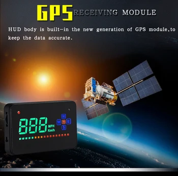 A2 HUD 3.5 colių GPS Automobilių Head Up Display Suderinama su Visais Automobilių Greitis Projektorius GPS Skaitmeninis Automobilių Spidometro prekinis, galinis Stiklo Projektorius