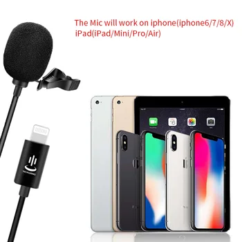 Mikrofonas YC-LM10 II Professional Lavalier Žaibo Mikrofonas 1,5 M 3M 6M kabelis iPhone XS XR X/11/8/8 Plus/6/7 Plius 