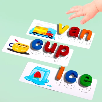 Mediniai Anglų Raidžių Rašybos Pripažinimo Kortelės Vaikai Ankstyvojo Ugdymo Dėlionė Žodis Puzzle Įdomus Ankstyvasis Ugdymas Švietimo Žaislas