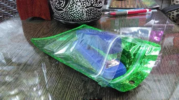 Didmeninė 9*16cm Savarankiškai Antspaudas Zipper Lock Blizgučiai Žalia / Aišku, Mažmeninė Plastiko Saugojimo Krepšys Su Pakabinti Skylę Ziplock Pakuotės Maišelis