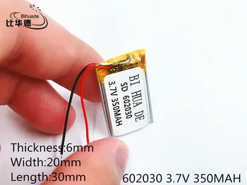 Li-po 602030 350 mah, 3,7 V ličio-jonų polimerų baterija kokybės prekių kokybės CE, ROHS, FCC sertifikavimo institucija