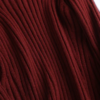 Nudžiūvo Žiemos Megztiniai Moterims Anglijoje Stiliaus Office Lady Mados Paprasta Bordo Šonkaulio Traukti Femme Megztiniai Moterims, Puloveriai Viršūnės