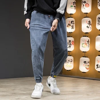 Pavasario haremas džinsai didelio dydžio, vyriški ruožas jaunimo raišteliu kelnės dydį Japonijos korėjiečių vyriški laisvalaikio Pieštuku kelnes 7XL