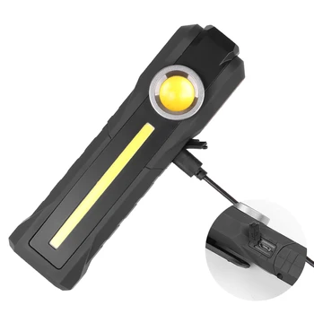 LED Žibintuvėlis COB Super Ryškios Lempos 4 Apšvietimo Režimai Taktinis Žibintuvėlis Šviesos Uodega magnetas Kempingas Įkrovimo Lemputė 10W