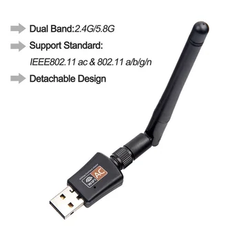 600Mbps USB Wifi Antenos Adapter Dual Band 5G 2.4 G Hz RTL8811AU Belaidis USB Dongle Skirtas 