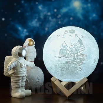 2019 Naujas Dropship 3D Spausdinimo Individualų Mėnulio Lempa Mėnulis Žemę, Kaip 50-Metis Dovanos Naktį Šviesos ir Mėnulio Šviesos