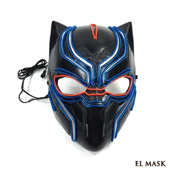 Maskaradas Apdailos Rekvizitai Black Panther Cosplay Neoninės Šviesos Iki EL Viela Kaukė Super Herojus Žėrintis Kaukė LED Kaukė