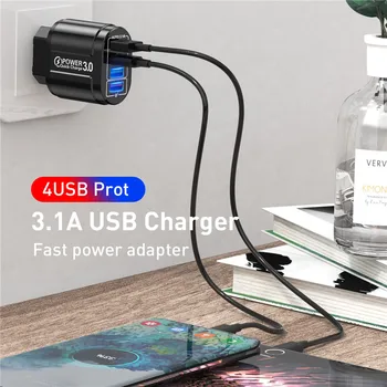 USLION USB Įkroviklis 4 Uostuose ES/JAV Greitai Įkrauti 3.0 48W Greito Įkrovimo Sieninis Įkroviklis Adapteris, Skirtas 