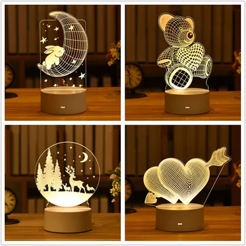 Meilė 3D Lempos Akrilo LED Nakties Šviesos Valentino Diena Dovana Vestuvių Dekoravimo, Kūdikių Dušas Vaikams Gimtadienio Triušis Velykų Dekoras