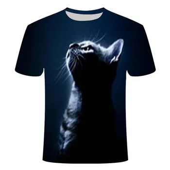 2020 naujas cool cat 3D modelis T-shirt vasaros atsitiktinis trumpas rankovėmis apvalios kaklo viršaus 3D katė vyriški modelis T-shirt