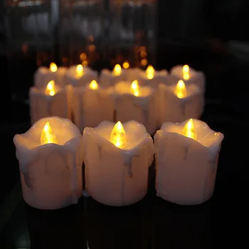 12pcs Flameless Žvakės Laikmatis/Elektros Gintaro Geltona Žvakė LED Arbata Šviesos Namuose Vakarienės Kambario Šalis Dekoras/Didelis Votive Žvakės