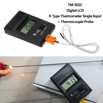 TM-902C (-50C iki 1300C) Temperatūros Matuoklis TM902C Skaitmeninės K Tipo Termometro Jutiklis + Termopora Zondo Detektorių