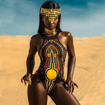 Seksualus, Moterų maudymosi kostiumėlį Tvarstis maudymosi Kostiumėliai, Aukštos Juosmens, Skaitmeninis Spausdinimas Afrikos Plius Dydis Bikini komplektas Bandeau Paplūdimio Maudymosi