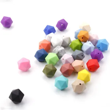 100VNT Icosahedron Maisto kokybės Silikono Kramtyti Granules, kaip 14mm Kūdikių Slaugos Kramtyti Karoliai Teether Žindukas Bpa Free