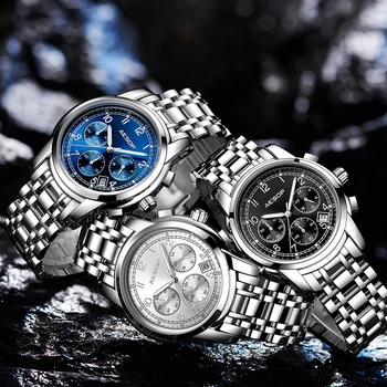 EZOPO Mados Blue dial Vyrai Žiūrėti Kvarcinis Laikrodis Nerūdijančio Plieno Juosta Vyrų Riešo Laikrodis atsparus Vandeniui Relogio Masculino Hodinky