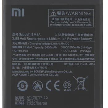 XIAOMI BM3A Originalią Bateriją Už Xiaomi Mi Note3 3 Pastaba Autentišku Telefono Baterijų 3400mAh