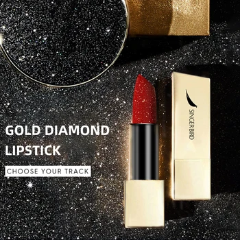 SINGERBIED Gold Lūpų dažai Blizga Metalo lūpų dažų atsparumas Vandeniui Ilgalaikis Aukso Lip Stick Makiažas Kosmetikos Makiažas Lūpų
