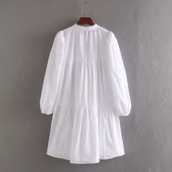 2020 m. Pavasarį, Vasarą, Naujas Stilius Europos Tuščiaviduriai Embroided moteriška balta Suknelė zaraing stiliaus za vadiming sheining moterų suknelė
