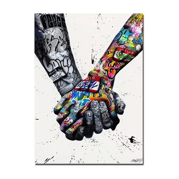 Grafiti Handshake Pergalę Nuotrauką Sienos Menas, Plakatų Ir Grafikos Animacinių Filmų, Drobė, Tapyba, Skirtą Kambarį Namuose Apdaila, Be Rėmelio