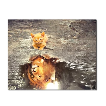 Laeacco Kūrybos Sienos Meno Tapybos Drobės Katė šešėlis Tigras Plakatas Ir Spausdina Kambarį Apdailos Šiuolaikinio Meno Namų Dekoro Freskos Nuotrauką