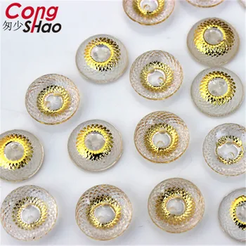 Cong Shao 200PCS 13mm, Suapvalinti akmenys ir kristalai flatback Akrilo Cirkonio aplikacijos, siuvimo 2 Skylė 