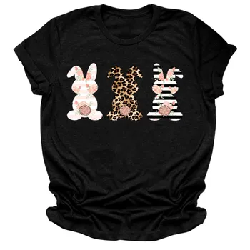 Marškinėliai Moterims Harajuku Viršūnes Moterų Easter Bunny Spausdinimo Trumpas Rankovės O-Neck Tee Marškinėliai Tunika Viršūnes Ropa Mujer футболка женская